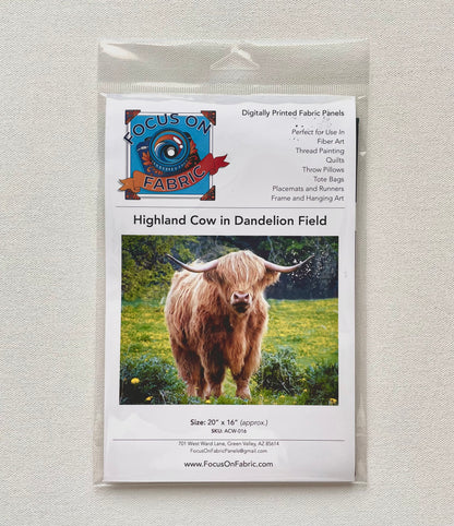Highland Cow with Dandelions Panel