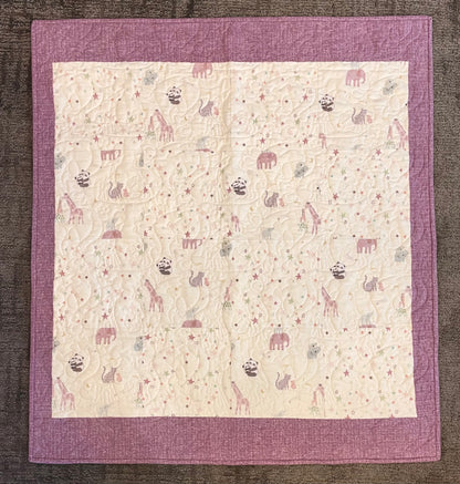 Fun at the Zoo Baby Quilt - Purple