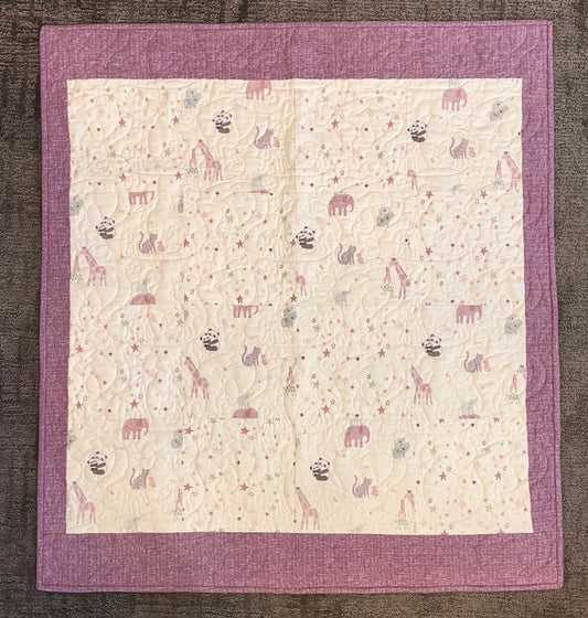 Fun at the Zoo Baby Quilt - Purple